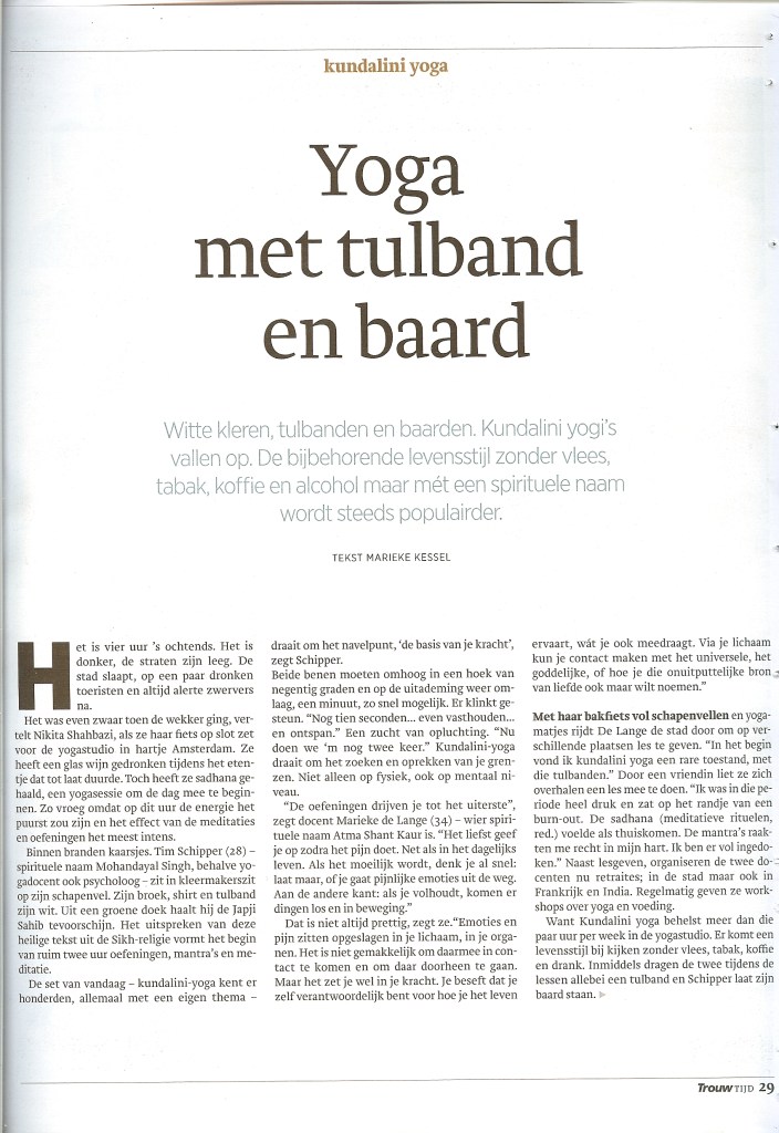 Kundalini Yoga Amsterdam dagblad Trouw